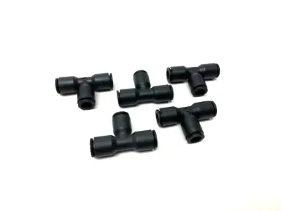 USED PARKER PNEUMATIC PUSH-IN UNION TEE FITTING 8MM BLACK
