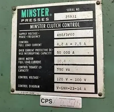 Used MINSTER #5 O.B.I. Presses Kentucky US | Aucto #578100