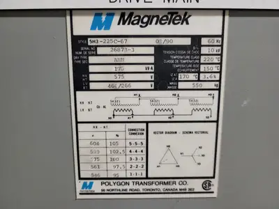 150 hp, 460 Volts, 3-Phase VFD w/ 175 kVA Isolation Transformer