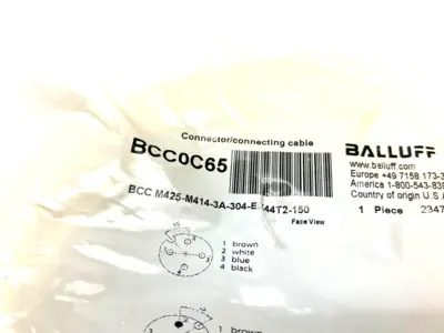 New | in-Stock Balluff Double-Ended Connection Cordset Misc Electrical & Power Parts Michigan US | Maverick Industrial Sales #1400096