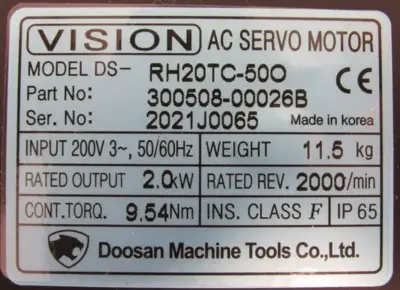 NEW VISION DS-RH20TC-50O SERVO MOTOR 300508-00026B-CS DSRH20TC50O