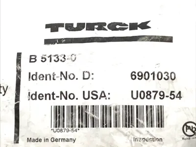 NEW TURCK M8 FEMALE CONNECTOR 3-PIN STRAIGHT FIELD WIREABLE 4A 60V