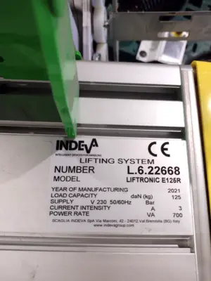 USED INDEVA LIFTRONIC E125R 125KG 230V