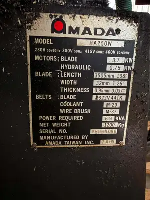 Used 1998 AMADA HA-250W Horizontal Band Saws Illinois US | Asset Exchange Corporation #1385443