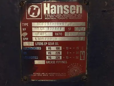 13:1 Ratio, 495 hp Parallel Shaft Gear Reducer RDF21F-BN-12.5