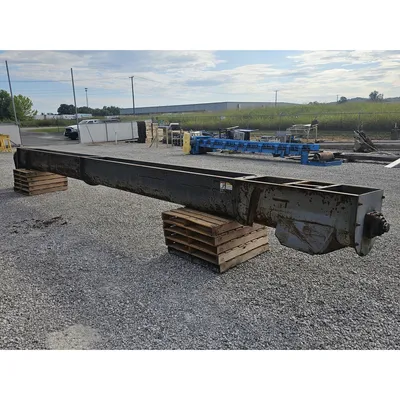 Used 5HP Carbon Steel Industrial Incline Screw Auger Conveyor - 16" Dia. X 28'L