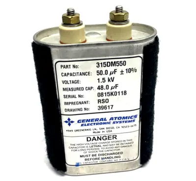 315DM550 | General Atomics Electronic Systems  Capacitor 50µF 1.5kV 16A RMS - Used