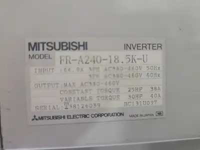 Used MITSUBISHI FR-A240-18.5K-U Misc Electrical & Power Parts British Columbia CA | Lenmark #249464