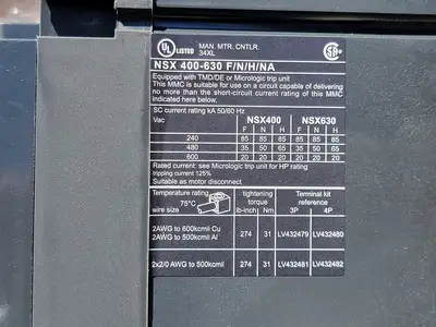 NEW SCHNEIDER ELECTRIC NSX 400-630 F/N/H/NA