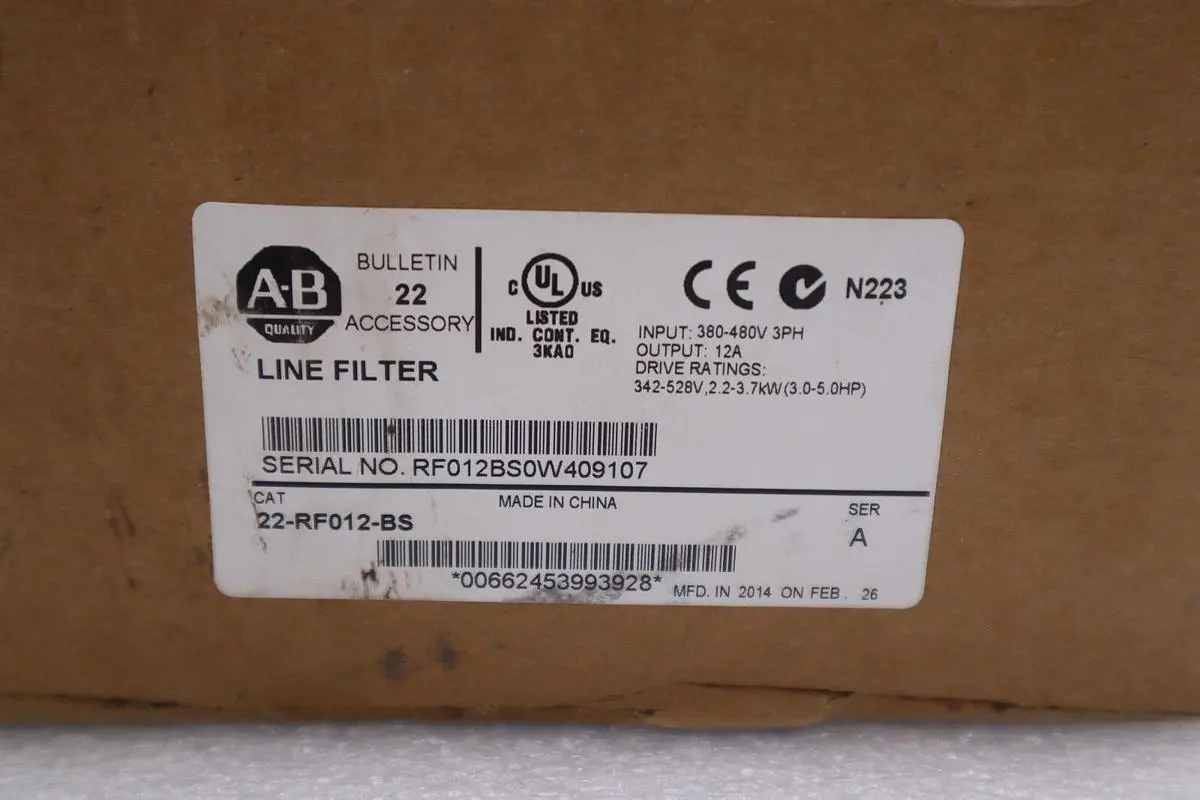 NEW ALLEN BRADLEY LINE FILTER SERIES A 22-RF012-BS STOCK K-1720