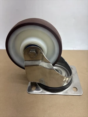 New Lot Of (4) Blickle Coaster 5”X1 3/8”Wheels 4 1/4”X 5 1/2” Fastener Plate.