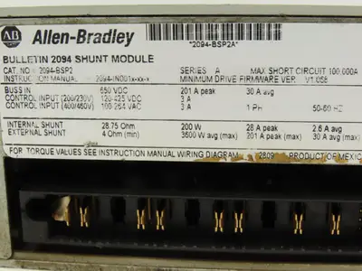 Allen Bradley 2094-BSP2 Shunt Module 480V 3PH 0-400Hz Ser A F/W 1.068 READ