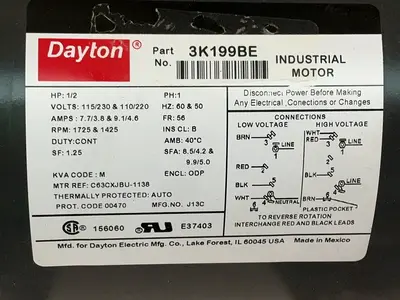 Used DAYTON 3K199BE Motors (misc) Ohio US | HGR 24 #1404294