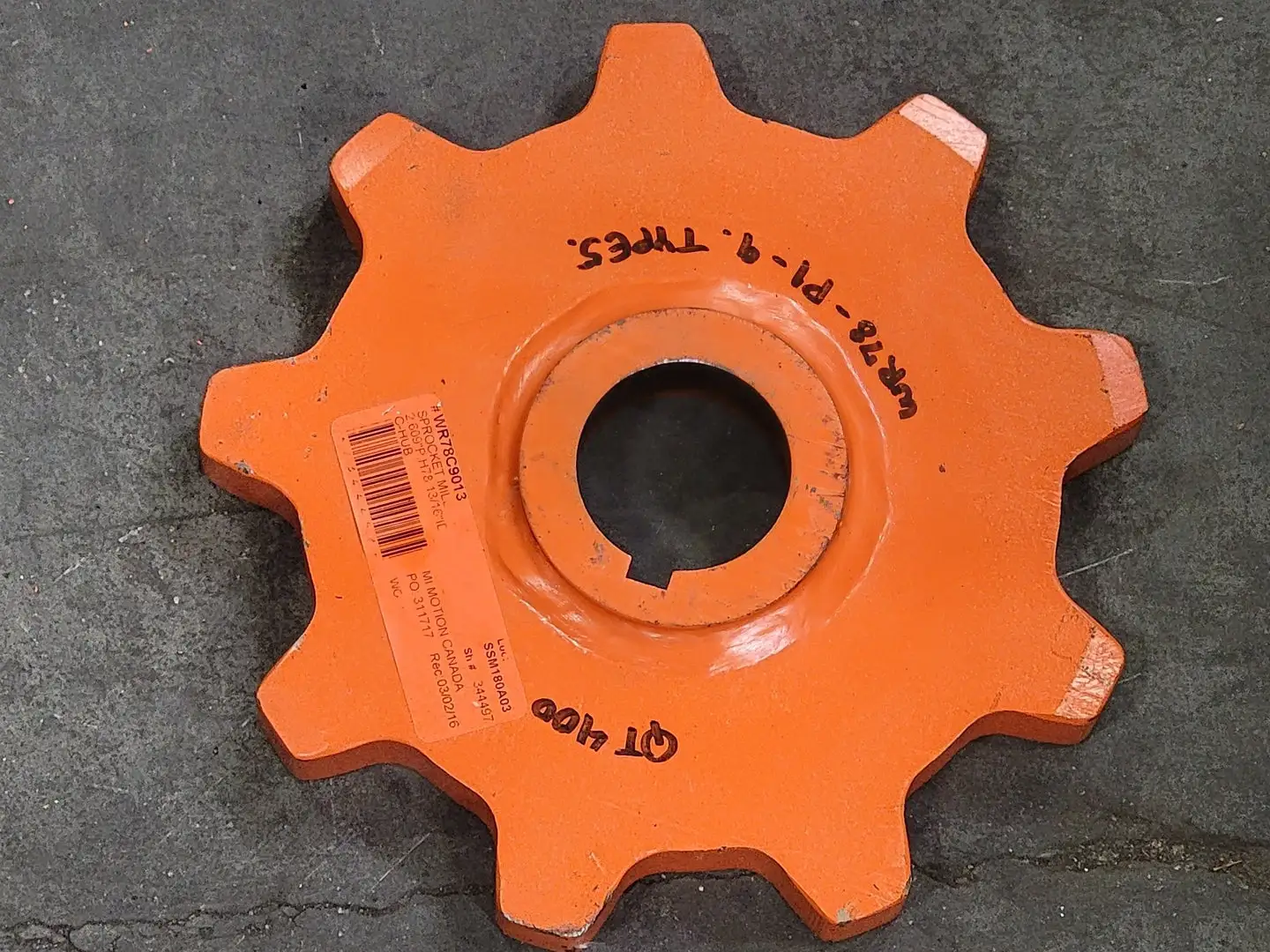 Mill Chain Sprocket WR78C9013, Size 78, 9 Teeth