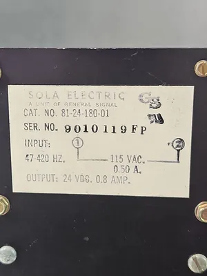 Sola Electric 81-24-180-01 24 VDC Power Supply 0.8 Amp 115Vac Input loc4B9
