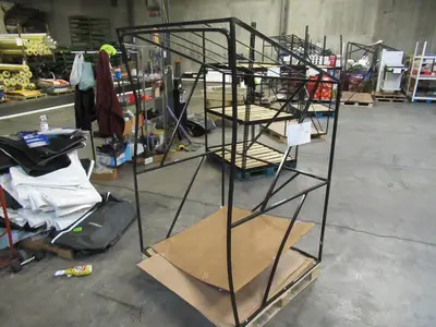 Welded Black Metal Frame Built to Fit Onto Pallets with Angled Roof - Perfect for Projects