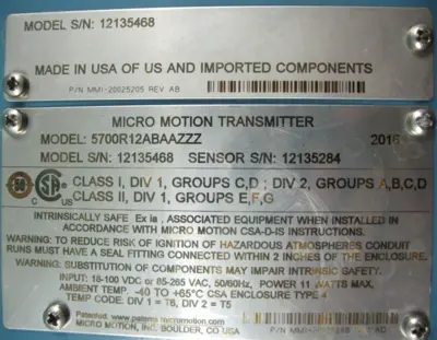 USED Micro Motion 5700 R12 ABAAZZZ AZZZAMV