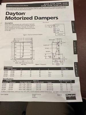 DAYTON 4YGA4 EXHAUST / SUPPLY FAN W/ MOTORIZ
