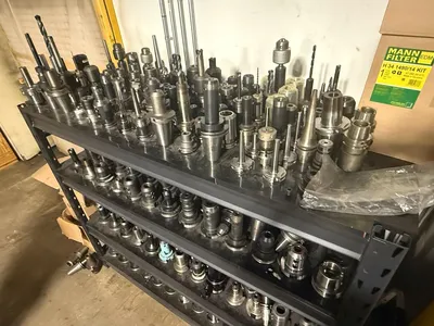 150PC CNC TOOLING LOT: CAT40/50, BT40/50, HSK63, COLLET, END MILL, SHRINK-FIT, BORING HEADS