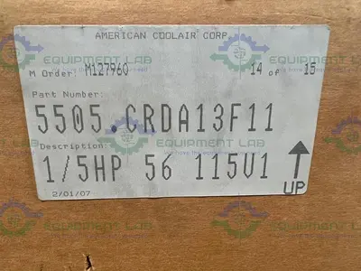 NEW AMERICAN COOLAIRE CORPORATION 5505.CRDA13F11 ROOF FAN 1/5 HP