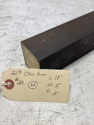 C360 Machined Brass; Lathe Stock Bar: 18″ X 2″ Square Brass Bar