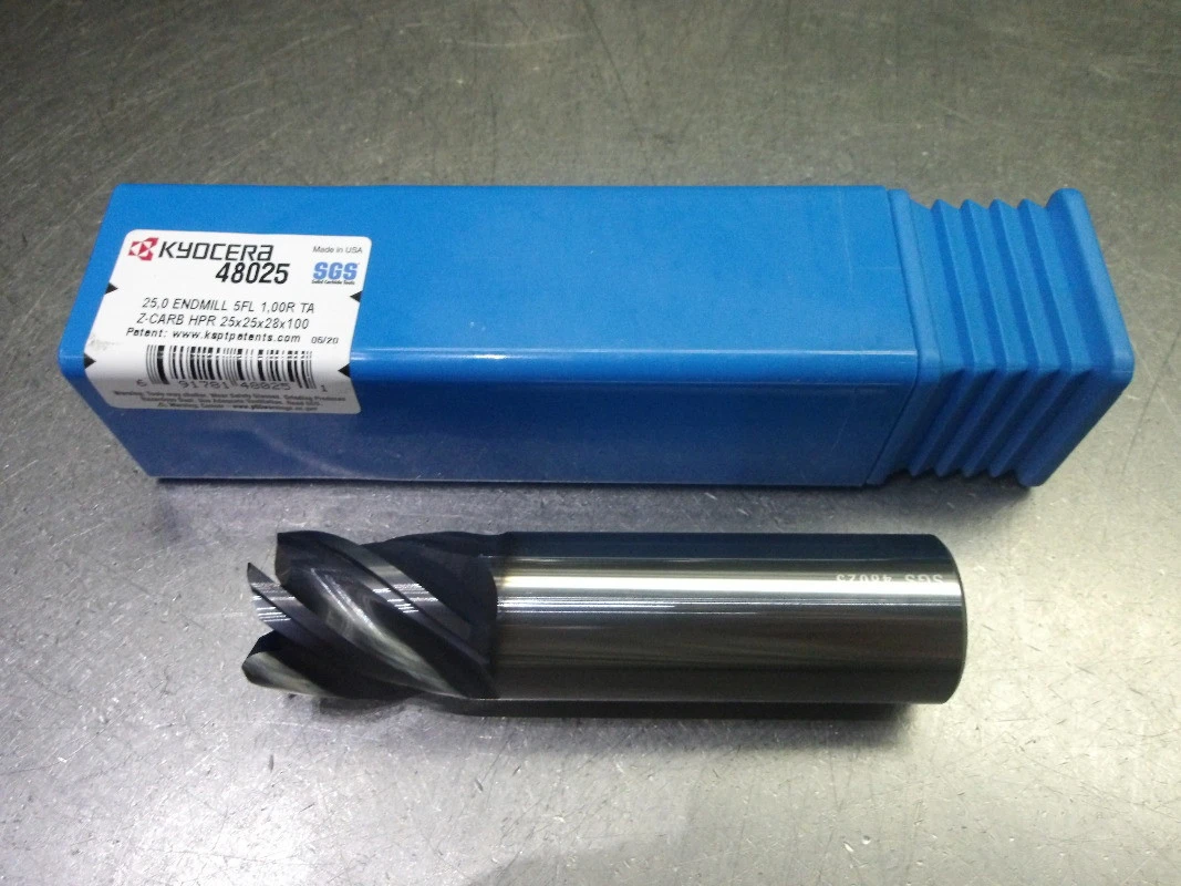 Kyocera/SGS 25mm 5 Flute Carbide CR Endmill 25mm Shank 1mm R 48025 (LOC2326)