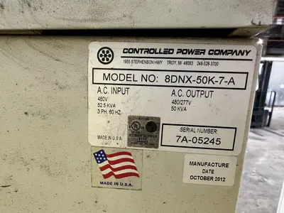 50 KVA CONTROLLED POWER COMPANY MODEL #8DNX-50K-7-A POWER VOLTAGE REGULATOR: STOCK #19845