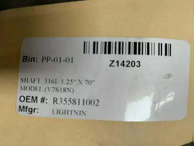 USED LIGHTNIN R355811002 STAINLESS 316L STEEL MIXING ROD / IMPELLER SHAFT, 70"