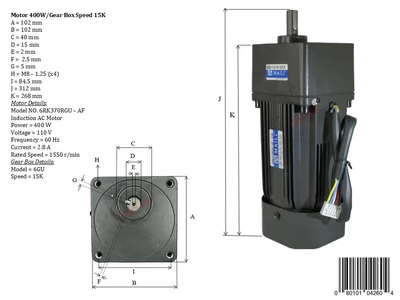 USED PRO-FILL INC MOTOR DETAILS GEAR BOX SPEED 30K