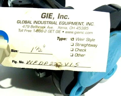 NEW G.I.E WFDP223V15 VALVE WEIR STYLE 1-1/2"