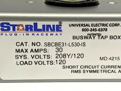 USED STARLINE BUSWAY TAP BOX 30A 120V