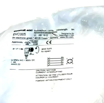 LOT OF 2 NEW IFM EFECTOR ADOAH040MSS0005H04 CABLES EVC005