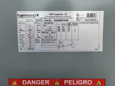 NEW HAMMOND POWER SOLUTIONS INC. EG3A0075PB