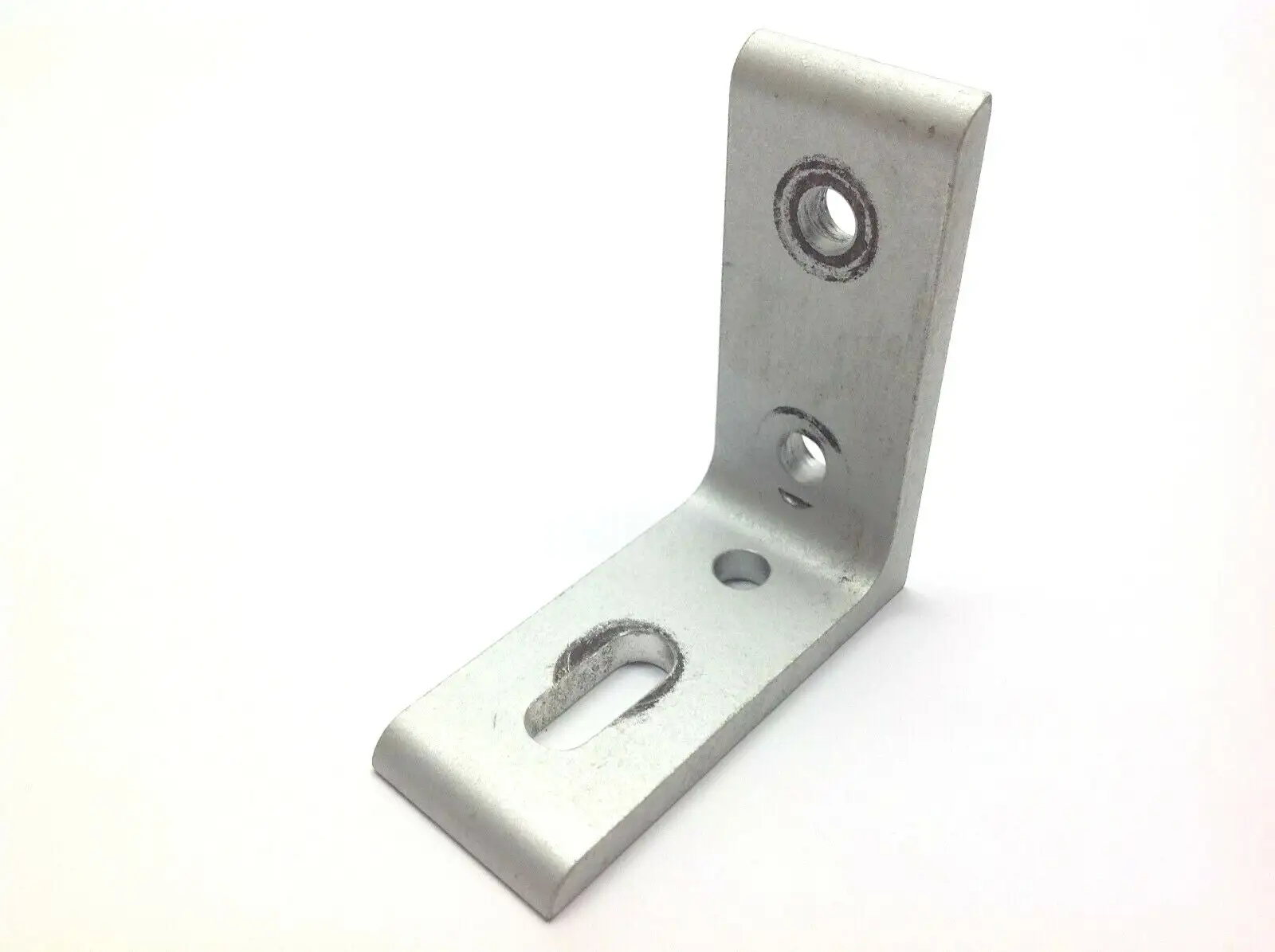 USED 80/20 HOLE SLOTTED CORNER BRACKET 3” X 3” X 1-5/16” WIDT