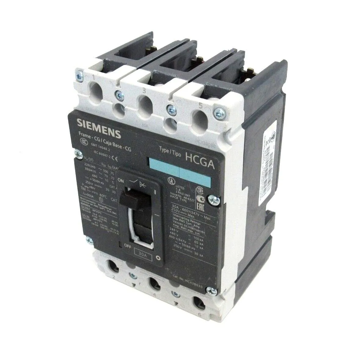 NEW SIEMENS HCX3B030 CIRCUIT BREAKER 30A HCGA