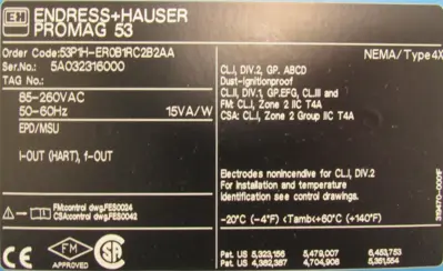 NEW ENDRESS HAUSER 53P1H-ER0B1RC2B2AA PROMAG 53 & PROMAG P FLOWMETER 4"