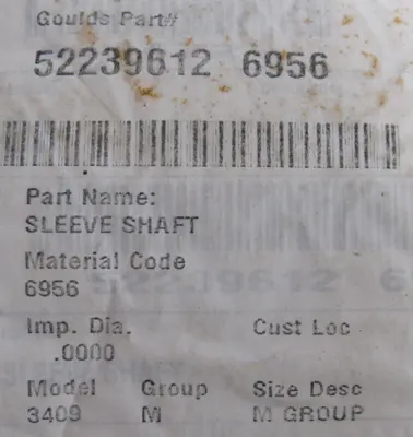 NEW GOULDS 52239612-6956 SHAFT SLEEVE 522396126956