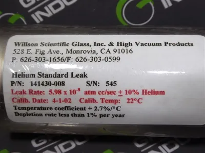 Wilson Scientific 141430-008 Helium Leak Standard 5.98 x 10⁻⁸ Leak Rate Used
