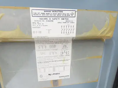 Square D HU661RWK Safety Disconnect Switch 30A 600V 6 Pole Non Fused 3R