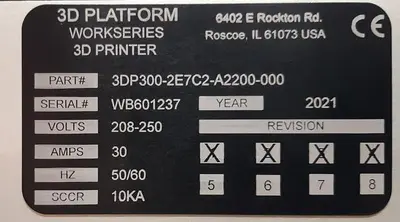 Used 2021 3DP 3D PLATFORM 3D PRO WORKBENCH PRO SERIES 300 3D PRINTER 3D Printers | Harbor Machinery Inc. #1283389