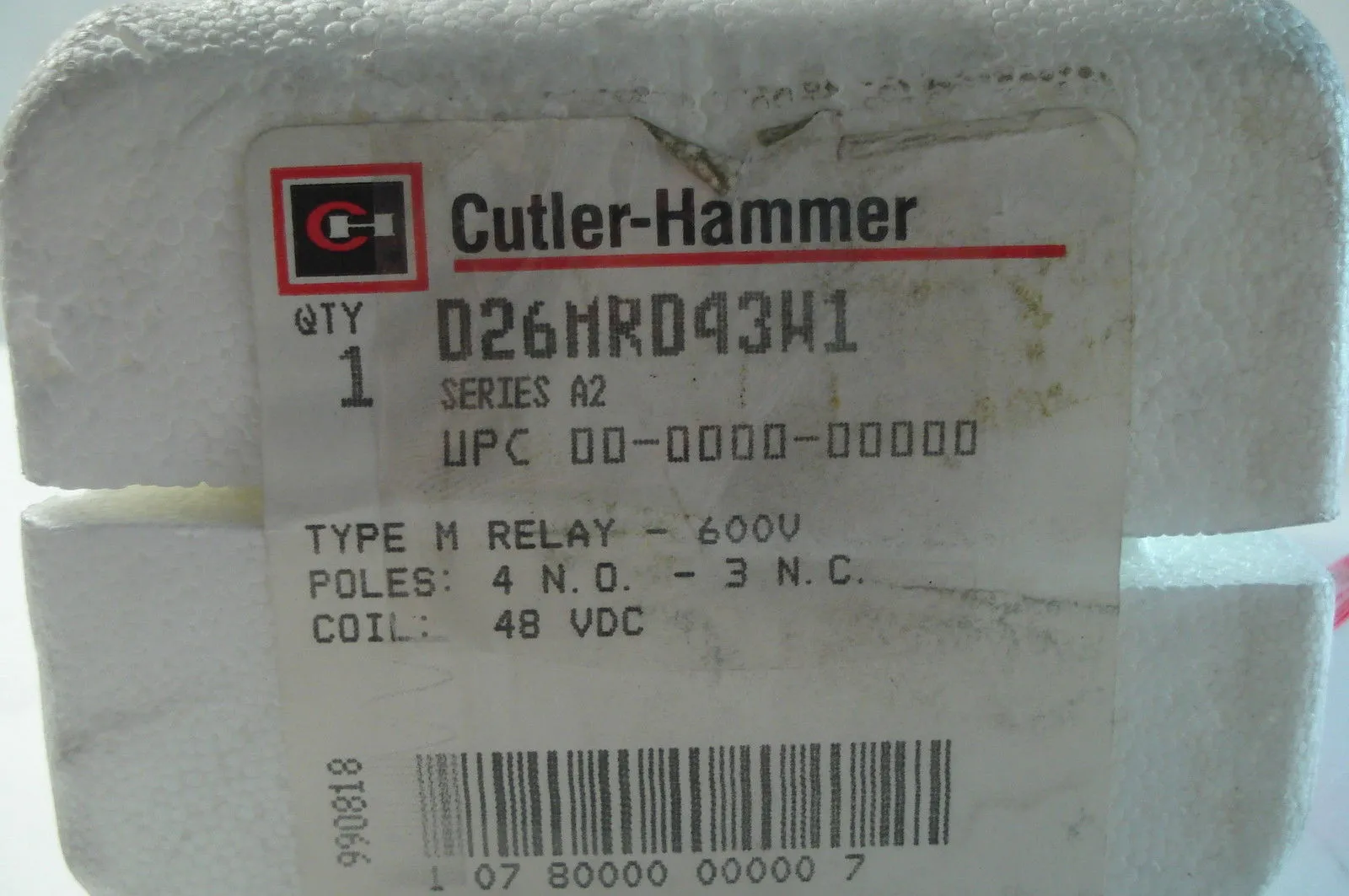 NEW CUTLER HAMMER D26MRD43W1 TYPE M RELAY SER. A2