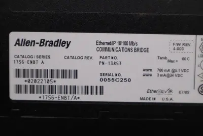 Allen Bradley AB 1756-ENBT Ser. A EtherNet/IP Communications Module STOCK 5343A