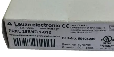 NEW LEUZE PRKL 25B/4D.1-S12 PHOTO ELECTRIC SENSOR 50104232 PRKL25B4D1S12