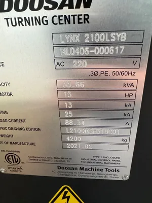 2021 DOOSAN LYNX 2100LSYB Lathes, Bar, CNC | Machnet (8)