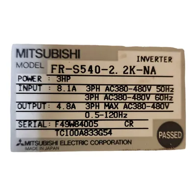 Used MITSUBISHI FR-S540-2.2K-NA Variable Speed Drives Saskatchewan CA | Tools of Industry #1521106