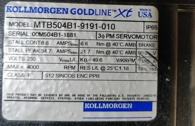 USED KOLLMORGEN MTB504B1-9191-010