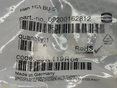 New | in-Stock HARTING Han 16A BU-S,09 20 016 2812 Contact Blocks Michigan US | Maverick Industrial Sales #1401425