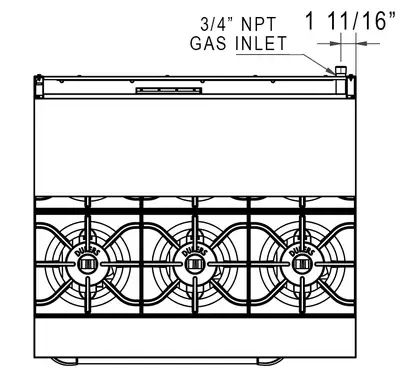 New | in-Stock Dukers New Dukers DCR36-6B 36" Gas Cooktop Range with Six (6) Open Burners Commercial Ranges Illinois US | Falcon Restaurant Supply #1376299