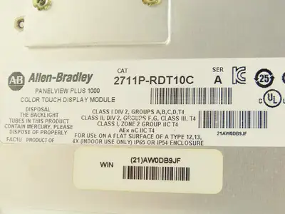 Allen Bradley 2711P-T10C4D1 HMI PanelView Plus 1000 10.4" Operator Touch Panel
