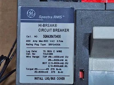 Used GENERAL ELECTRIC SGHA36AT0400 Switchgears British Columbia CA | Lenmark #1436810